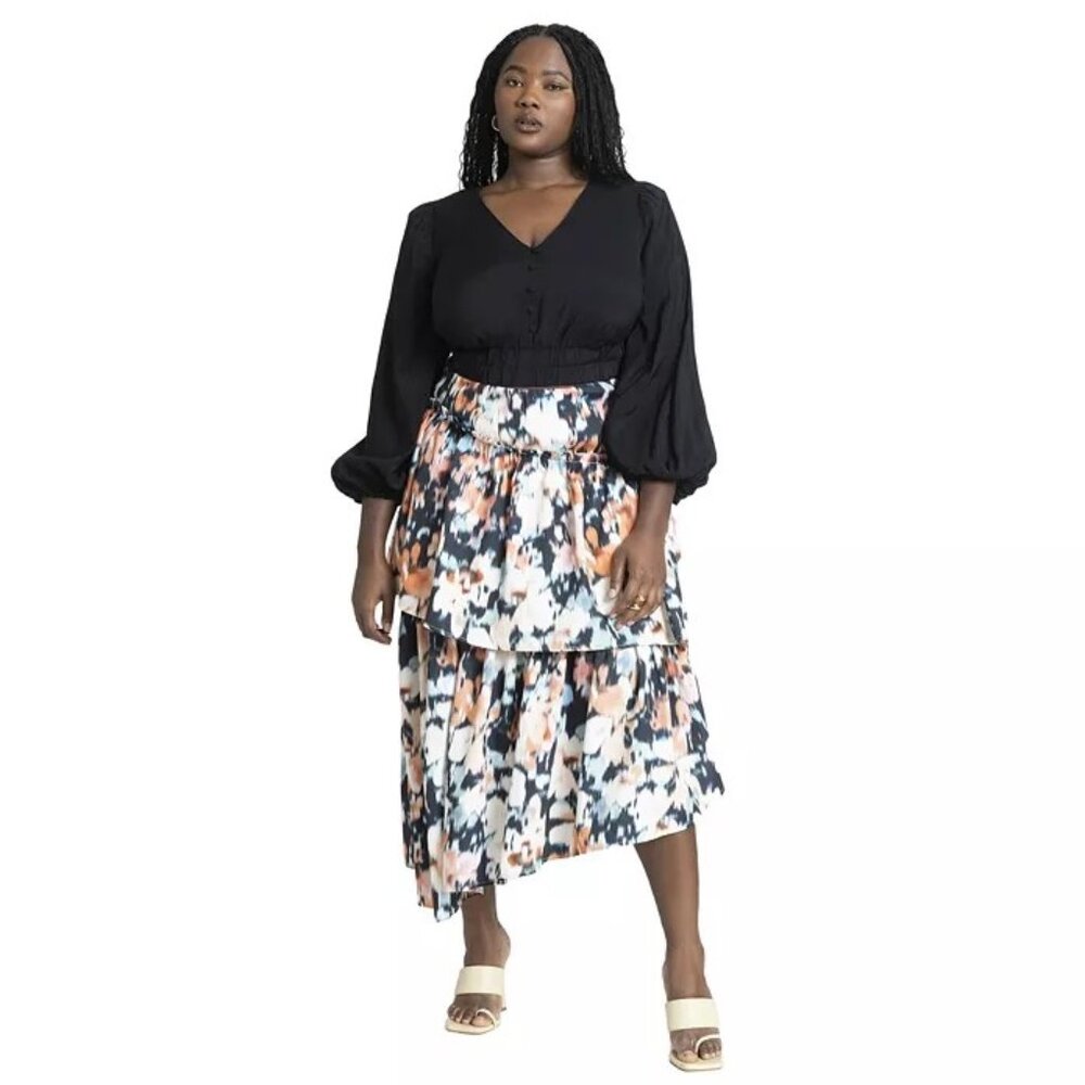 Eloquii Tiered Asymmetrical Skirt Like New